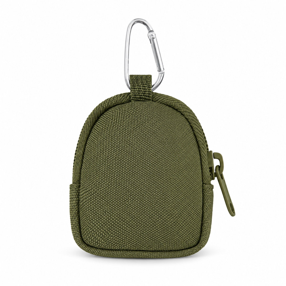 Fern green dog treat pouch with zip closure and clip on a white background