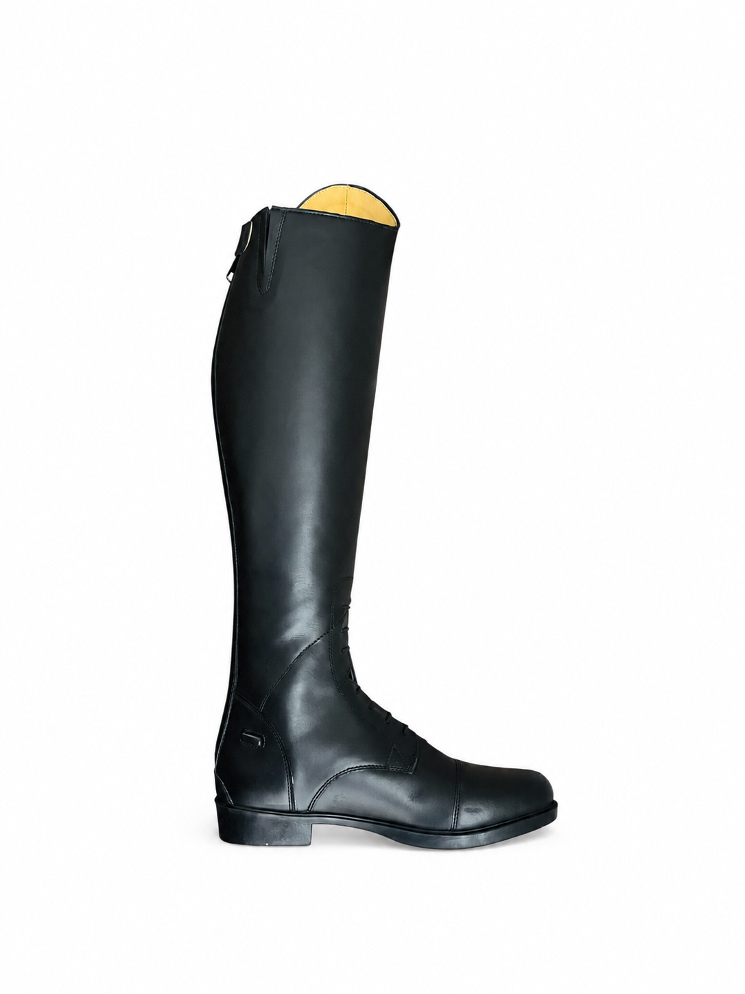 Indiana black long leather riding boot side view