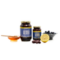 Romano's Kalamata and blueberry olives in two jar sizes with blueberries, lemon and honey
