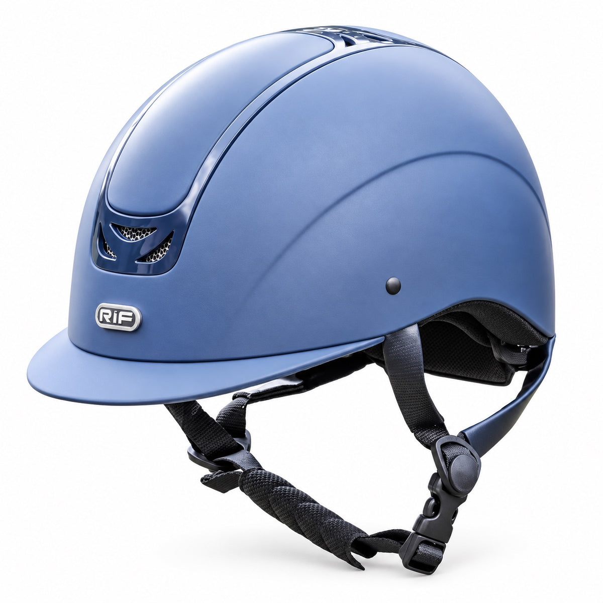 Riff navy horse riding helmet with visor and chin strap